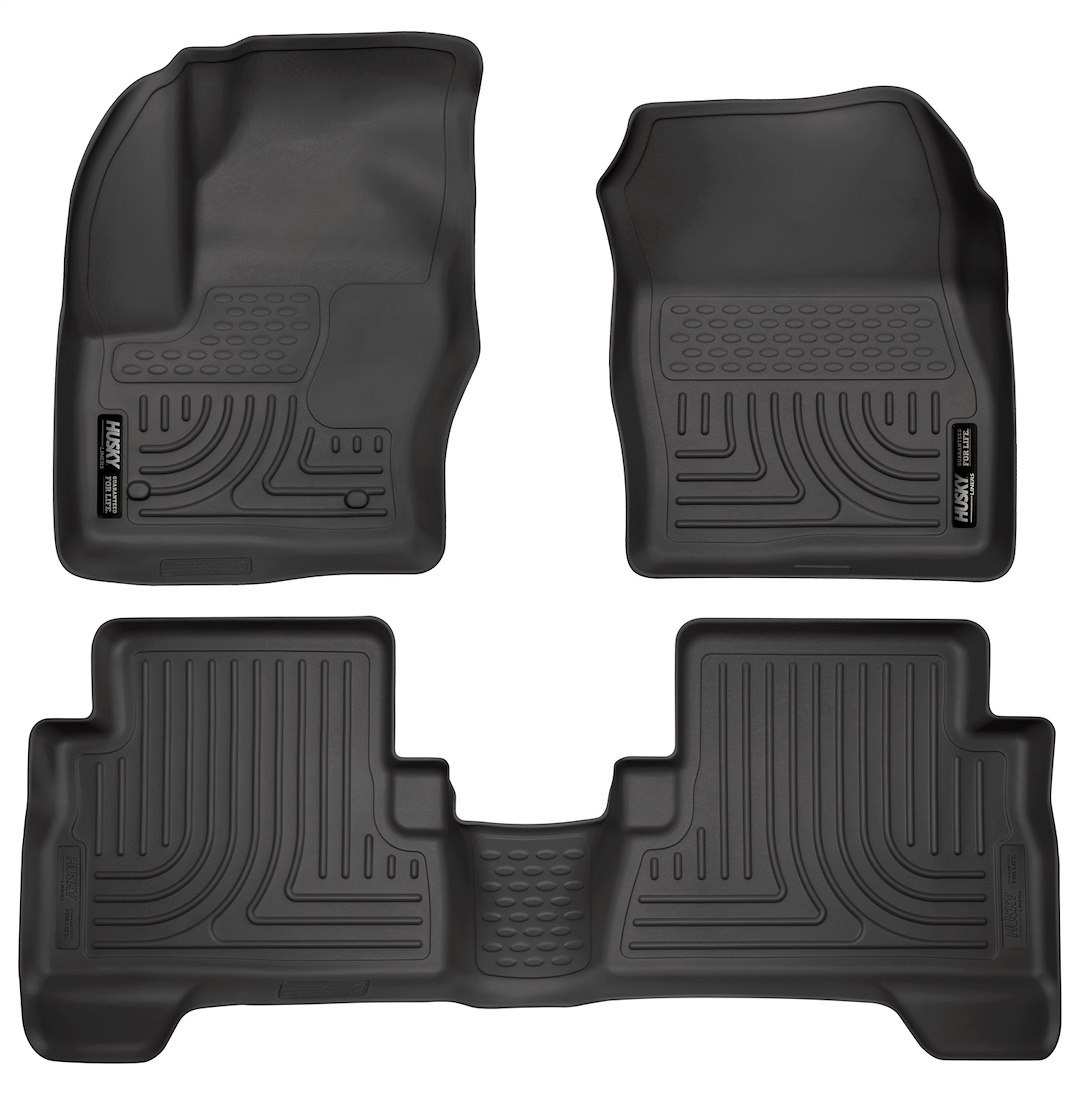 Husky Liners Floor Liner, Weatherbeater™, Black, Molded Fit, Smooth Arcing Ribs/ Raised Heel Pad, Rubber, 3 Piece – 99741