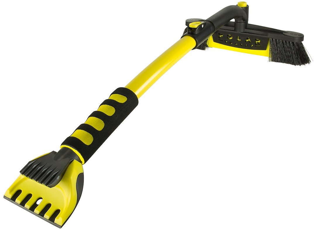 Hopkins Towing Solutions Ice Scraper/ Snow Brush, Snowbroom, 12-3/4 Inch Width Broom/ 4 Inch Width Scraper with Plastic Handle, Non-Pivoting – 14170