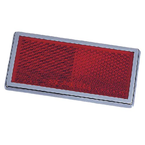 Hopkins Towing Solutions Reflector, 3-1/2 Inch Width X 1-3/4 Inch Height, Peel and Stick, Red, Chrome Bezel, Single – 168SR