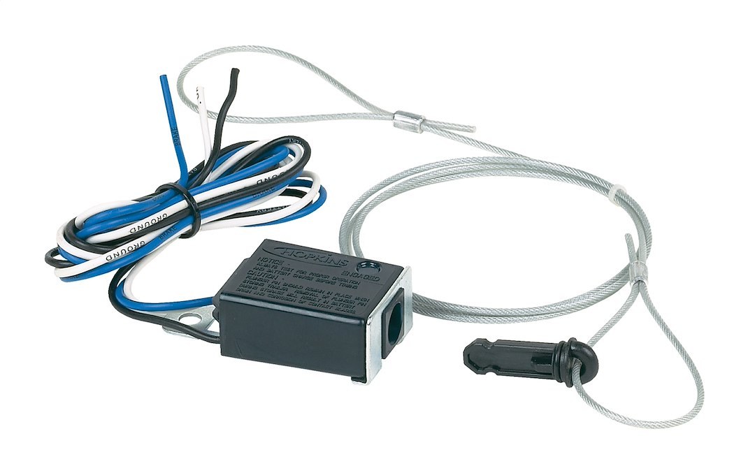 Hopkins Towing Solutions Trailer Breakaway System Switch, With 44 Inch Wire Pin/ Vehicle Hook-Up Cable and Attached Mounting Bracket – 20060