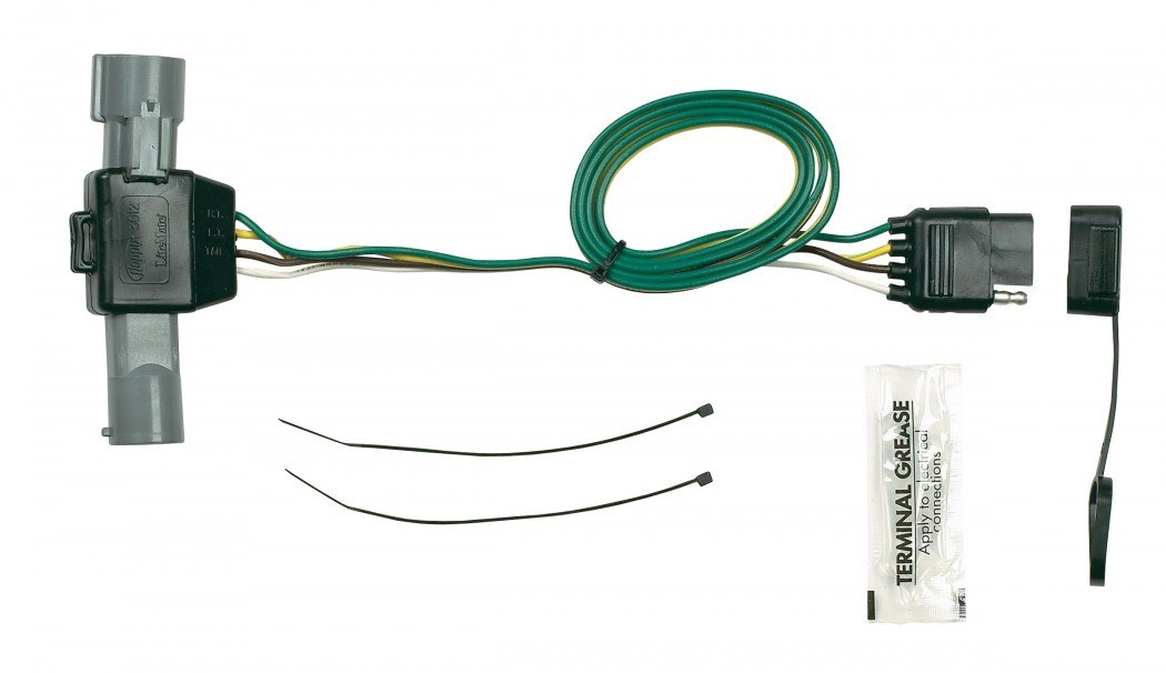 Hopkins Towing Solutions Trailer Wiring Connector, OEM Series, 4-WAY Flat, With Dust Cover/ Cable Ties and Grease Packet, Clamshell – 40125