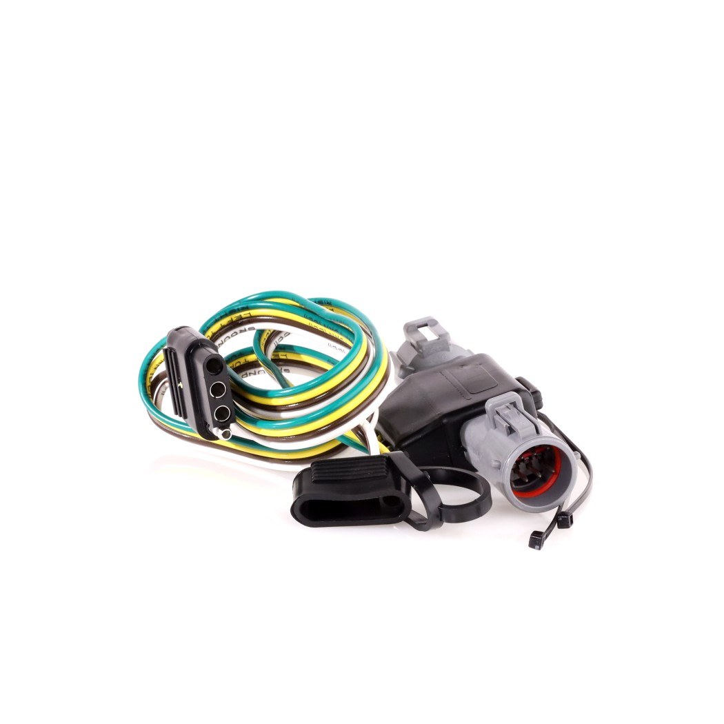 Hopkins Towing Solutions Trailer Wiring Connector, OEM Series, 4-WAY Flat, With Dust Cover/ Cable Ties and Grease Packet, Clamshell – 40125