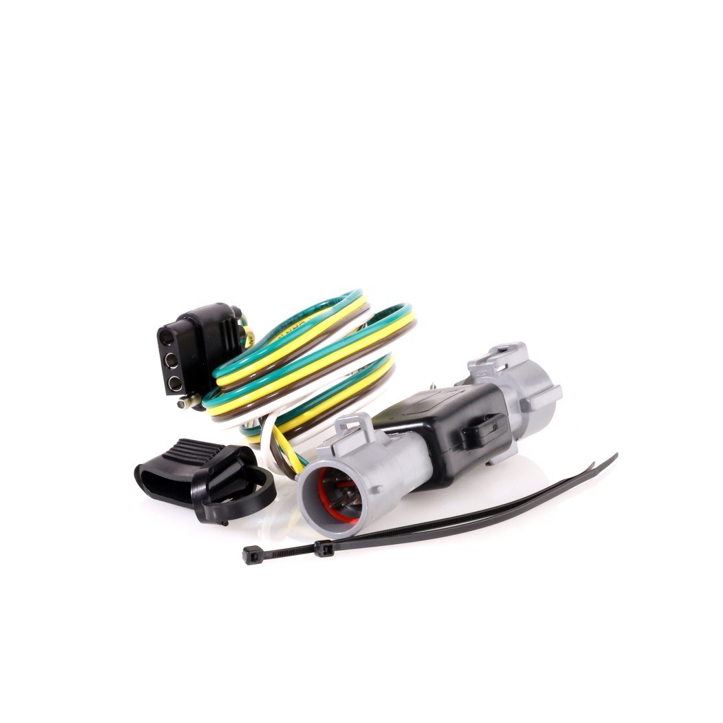 Hopkins Towing Solutions Trailer Wiring Connector, OEM Series, 4-WAY Flat, With Dust Cover/ Cable Ties and Grease Packet, Clamshell – 40125