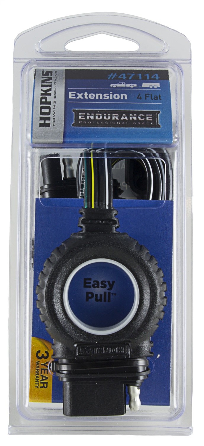 Hopkins Towing Solutions Trailer Wiring Connector Extension, 4 Flat Plugs, With Grip Rings, 48 Inch Length, Without LED Test – 47114