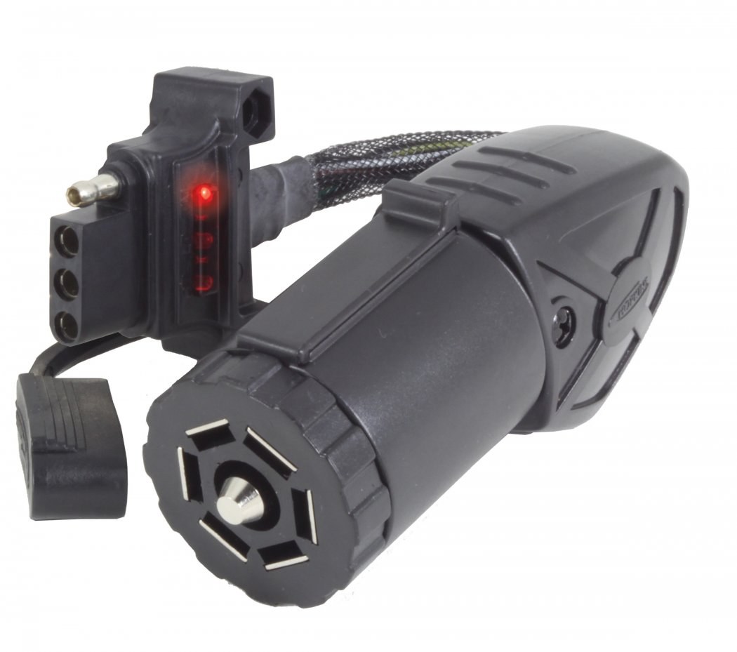 Hopkins Towing Solutions Trailer Wiring Connector Adapter, Plug IN Simple ™, 7-WAY Blade to 4 Flat, LED Testing Function – 47340