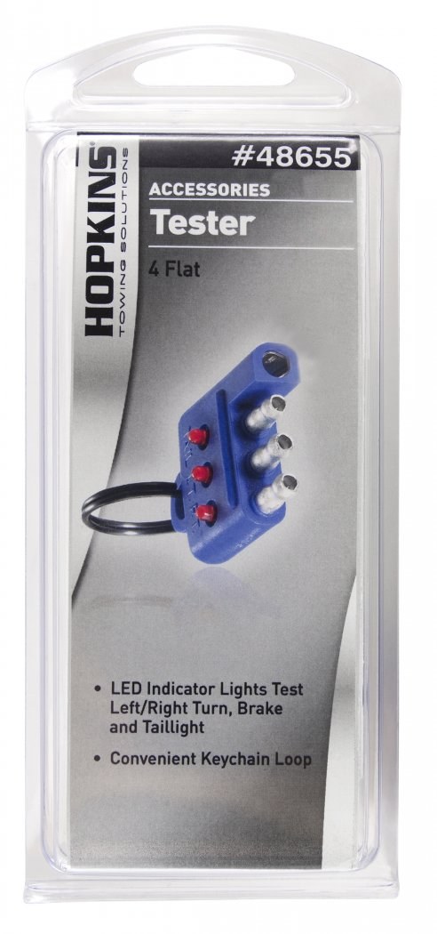 Hopkins Towing Solutions Trailer Wiring Circuit Tester, Fits 4 Wire Flat, Test Left/Right Turn/ Brake and Taillight, LED Indicator Light – 48655