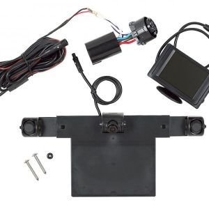Hopkins Towing Solutions Backup Camera, Mounts Behind License Plate, 3-1/2 Inch Color Monitor, 3 Detection Zones/ Distance Meters – 50002