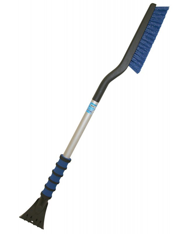 Hopkins Towing Solutions Ice Scraper/ Snow Brush, Mag-Flat ™, Broom End and Ice Chisel End, 34 Inch Length, Metal Handle with Grip, Single – 989-34
