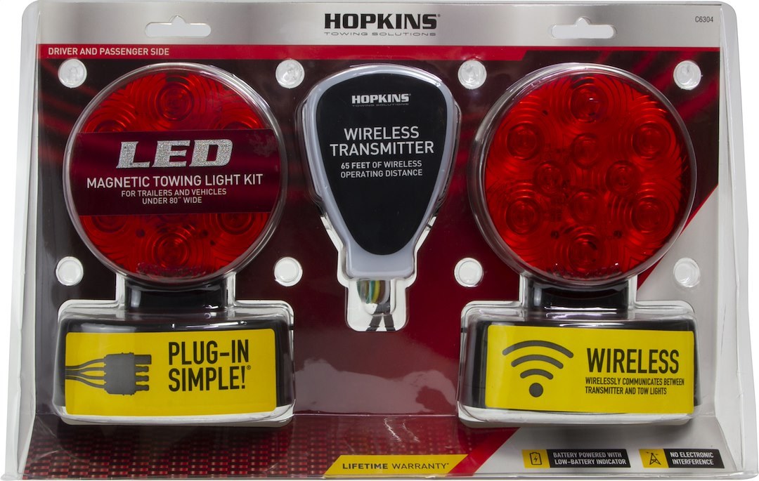 Hopkins Towing Solutions Trailer Light Kit, Magnetic Mount, 65 Foot Length Cable – C6304