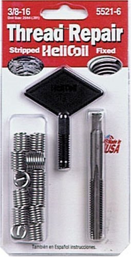 Sw Anderson Thread Repair Kit, Universal, 3/8 Inch-16 Thread Size, With 12 Heli-Coil Inserts/ Installation Tool/ Tap – 5521-6