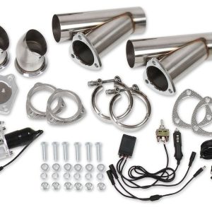 Hooker Exhaust Pipe Cutout, Electric Cut-Out, Stainless Steel, 2-1/2 Inch Inlet/ Outlet Diameter, Set of 2, With Y-Cable and Remote – 11051HKR