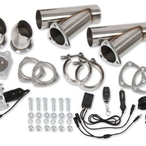 Hooker Exhaust Pipe Cutout, Electric Cut-Out, Stainless Steel, 3 Inch Inlet/ Outlet Diameter, Set of 2, With Y-Cable and Remote – 11052HKR