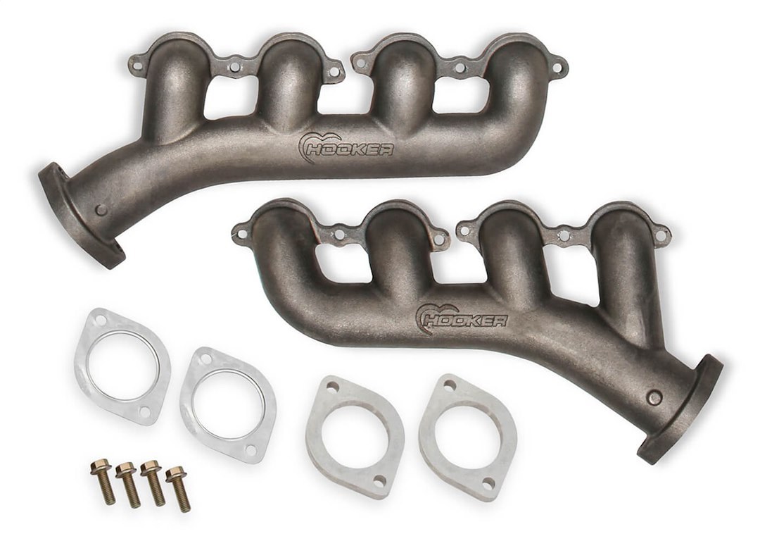 Hooker Exhaust Manifold, Engine Swap, For Use with Ls Series Engines, 2-1/2 Inch Outlet Diameters, Hi-Silicon-Moly Ductile Iron – 71223026HKR