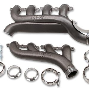 Hooker Exhaust Manifold, High-Silicon-Moly Ductile Cast Iron, Includes V-Band Clamps/ Flanges/ Heater Hose/ Heat Shield/ Header Bolts – 8510HKR