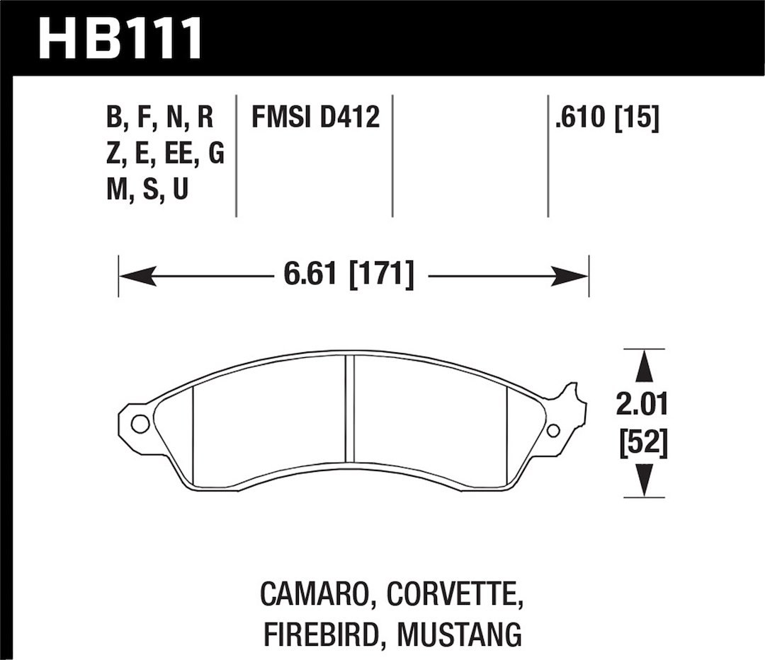 Hawk Brake Pad, Hps Series, Ferro-Carbon, Set of 4 – HB111F.610