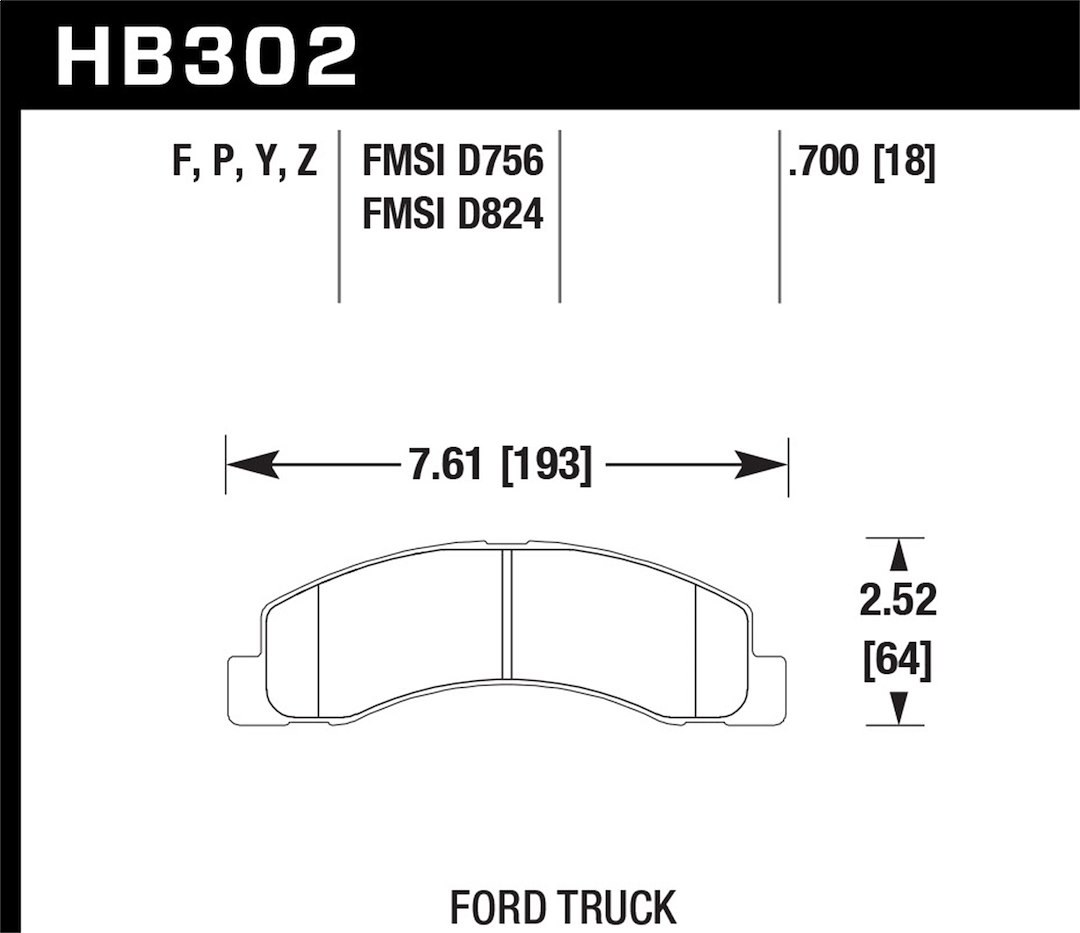Hawk Brake Pad, Superduty, Ferro-Carbon, Set of 4 – HB302P.700