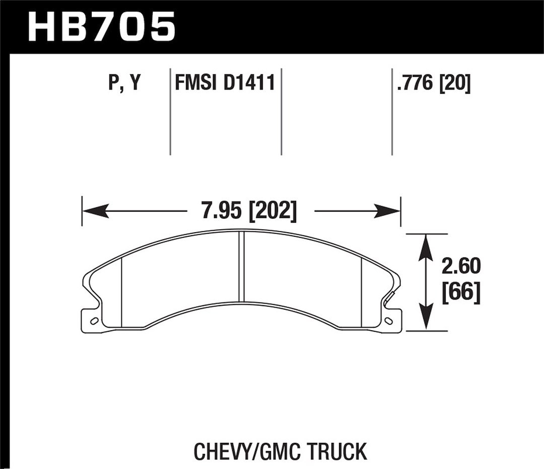 Hawk Brake Pad, Superduty, Ferro-Carbon, 0.776 Thickness, Set of 4 – HB705P.776