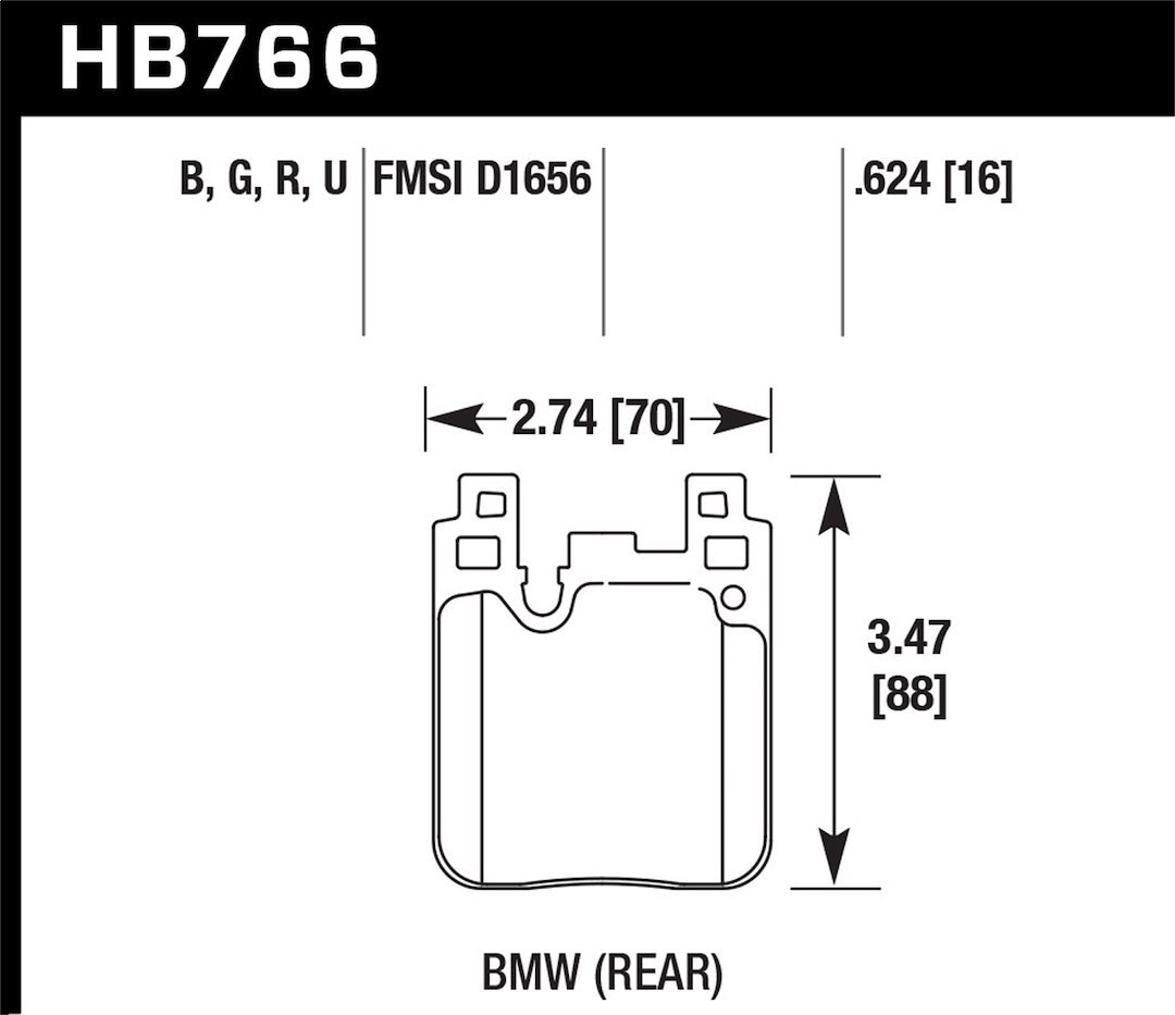 Hawk Brake Pad, High Performance Street 5.0, Fmsi D1656, Ferro-Carbon, Set of 4 – HB766B.624