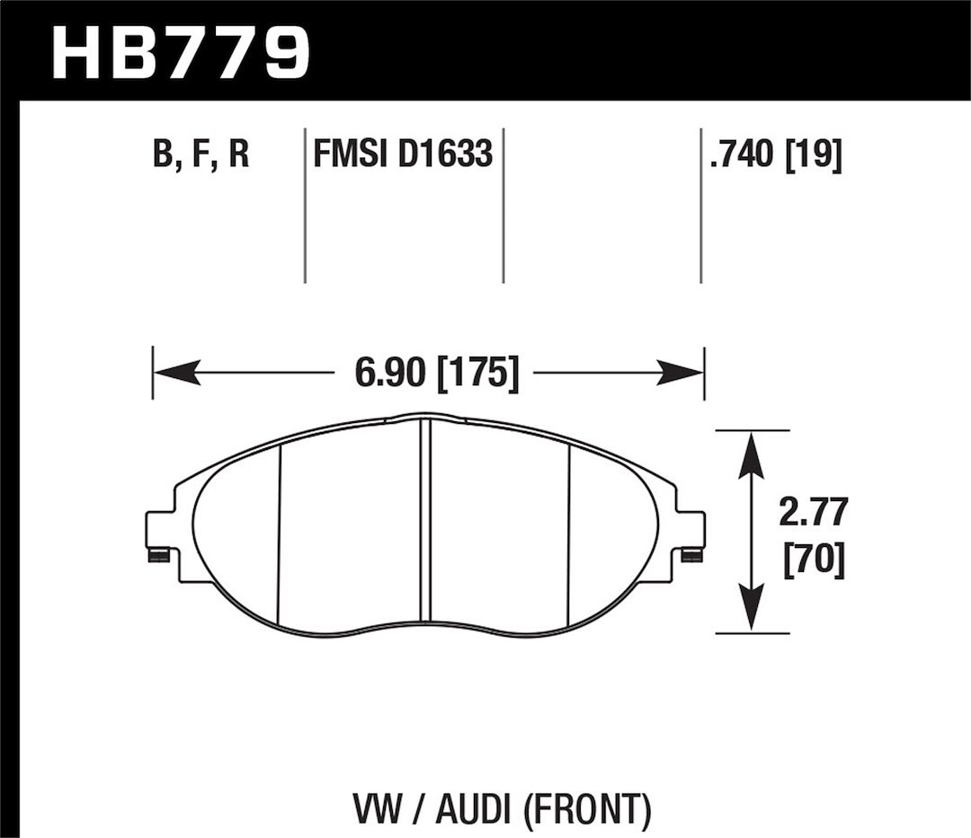 Hawk Brake Pad, High Performance Street 5.0, Fmsi D1633, Ferro-Carbon, Set of 4 – HB779B.740