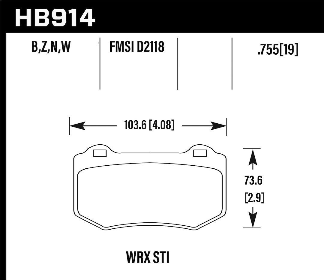 Hawk Brake Pad, High Performance Street 5.0, Fmsi Number D2118, Ferro-Carbon, Set of 4 – HB914B.580