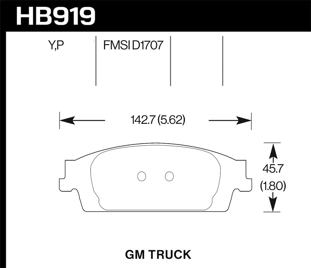 Hawk Brake Pad, Fmsi Number D1707 – HB919Y.670