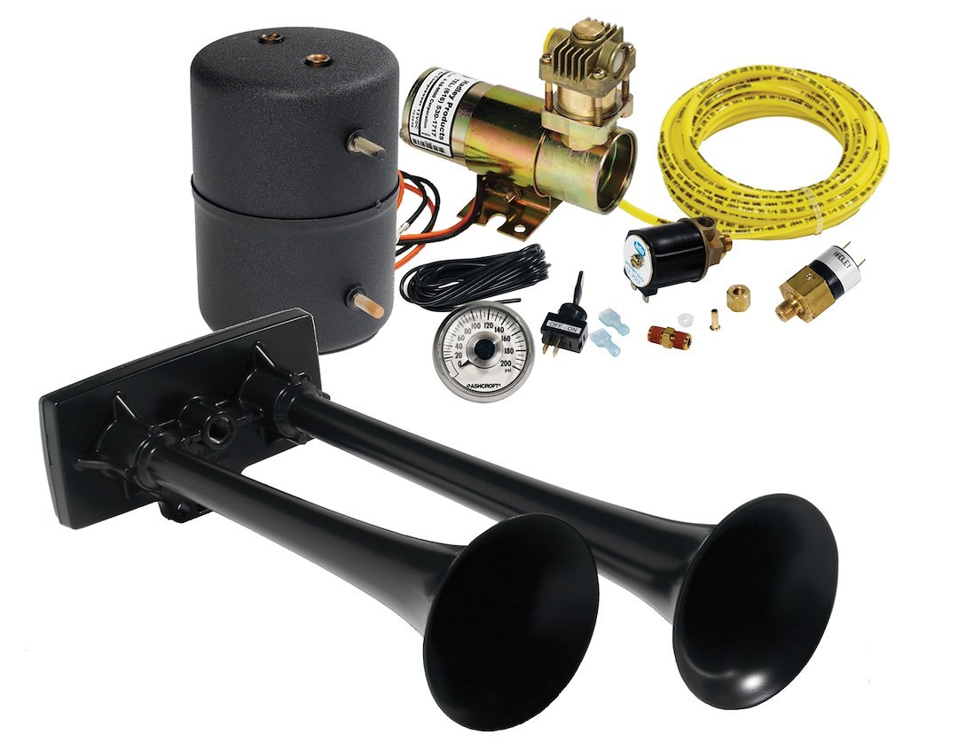 Hadley Horns Air Horn, Bully ®, Dual Tone, Round Trumpet, 14-15/16 Inch Length, Painted, Black, Plastic – H00964H