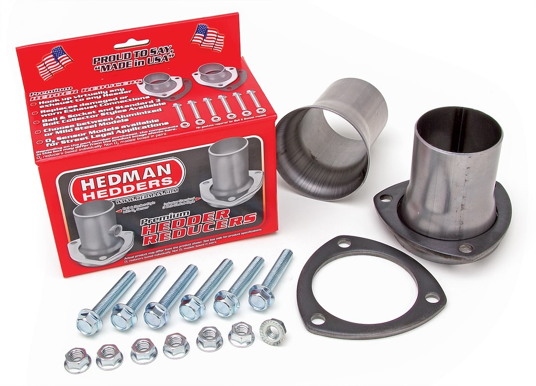 Hedman Exhaust Header Reducer, Ball and Socket Style, 2-1/2 Inch Collector Diameter, 2-1/2 Inch Exhaust Pipe Diameter, Mild Steel – 21123