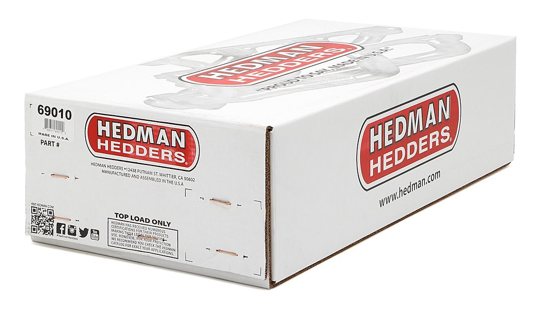 Hedman Exhaust Header, For Use with Chevy V8 Small Block, Mid Length Chassis Exit, 1-5/8 Inch Diameter Primary Tubes – 69010