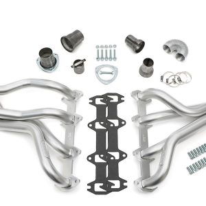 Hedman Exhaust Header, Chassis Exit, 1-3/4 Inch Diameter 14 Gauge Primary Tubes, 3 Inch Diameter Collectors, Htc Coated Silver Steel – 89830