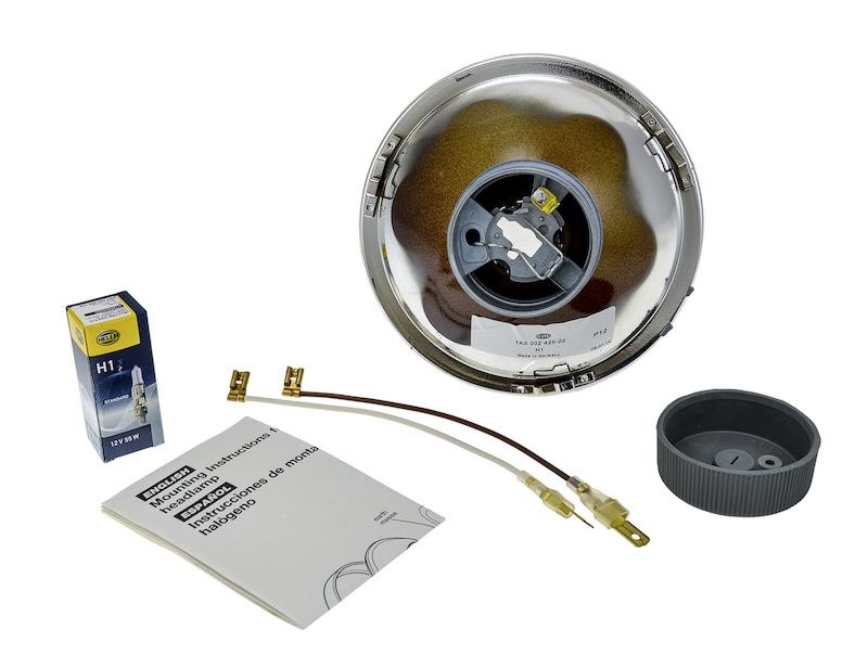 Hella Headlight Conversion Kit, Replaces H5006 Headlights, 5.75 Inch Round Lined Lens Style, H1 Bulb, Without Turn Signal, Single – 002425831