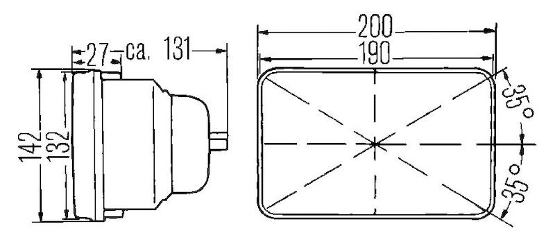 Hella Headlight Conversion Kit, 7-1/2 Inch X 5-1/5 Inch Rectangular, H6054, Lined Lens, H4 Bulb, Without Turn Signal, Single – 003427011