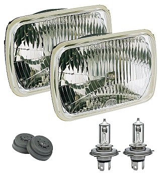 Hella Headlight Conversion Kit, Replaces Sealed Beam Head Light, 7 X 6 Inch Rectangular, Standard Lens, H4 Bulb, Without Turn Signal – 003427811