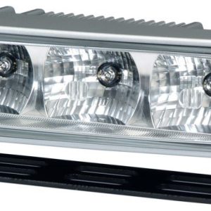 Hella Daytime Running Light – LED, Chrome Rectangular Housing, Clear Lens, LED Bulb, Set of 2 – 009496801