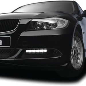 Hella Daytime Running Light – LED, Black Rectangular Housing, Clear Lens, LED Bulb, Set of 2 – 010043801