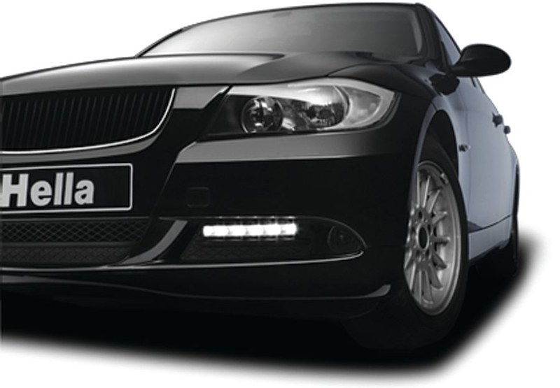 Hella Daytime Running Light – LED, Black Rectangular Housing, Clear Lens, LED Bulb, Set of 2 – 010043801