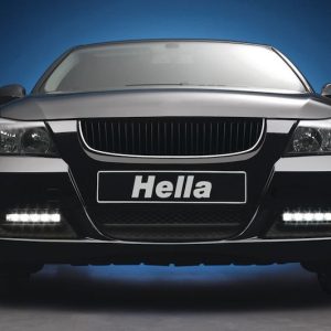 Hella Daytime Running Light – LED, Black Rectangular Housing, Clear Lens, LED Bulb, Set of 2 – 010043801