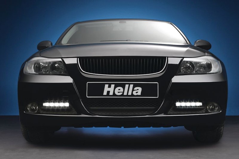 Hella Daytime Running Light – LED, Black Rectangular Housing, Clear Lens, LED Bulb, Set of 2 – 010043801