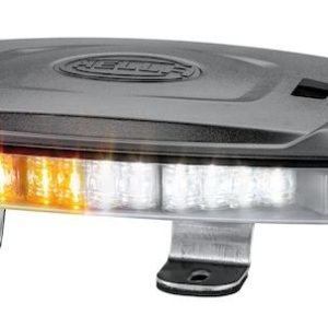 Hella Warning Light, 10 Inch Length, Mini Bar, Bolt-On Mount, LED Strobe, Clear Lens, 70 Watt Bulb, Amber/ White Bulb – 014566411
