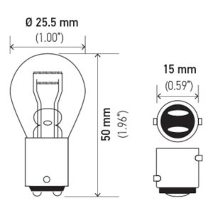 Hella Turn Signal Light Bulb, Miniature Halogen Bulb, Clear, Single, BAY15D Base, Dual Filament – 1157