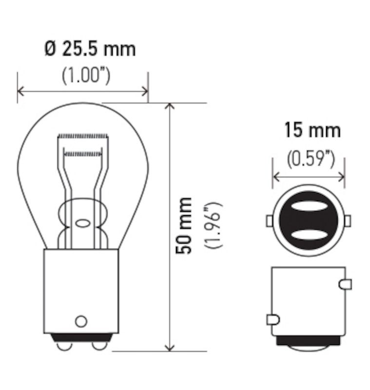 Hella Turn Signal Light Bulb, Miniature Halogen Bulb, Clear, Single, BAY15D Base, Dual Filament – 1157