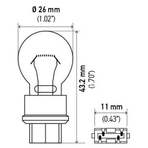 Hella Brake Light Bulb, 3157 Halogen, Clear Bulb, 27/ 7 Watts, Box of 10 – 3157