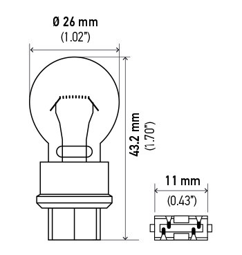 Hella Brake Light Bulb, 3157 Halogen, Clear Bulb, 27/ 7 Watts, Box of 10 – 3157