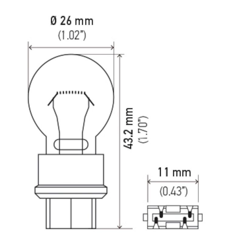 Hella Turn Signal Light Bulb, Miniature Halogen Bulb, Amber, Single, W2.5x16q Base, Dual Filament – 3457