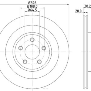 Hella Brake Rotor, Vented, One Piece Design, Wheel Bolt Pattern 5 X 108 Millimeter – 355115582