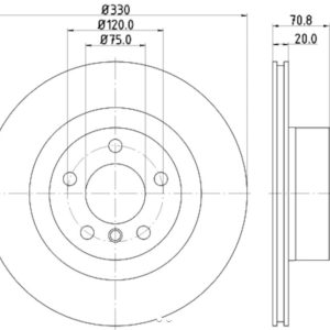 Hella Brake Rotor, Vented, One Piece Design, Wheel Bolt Pattern 6 X 120 Millimeter – 355119542