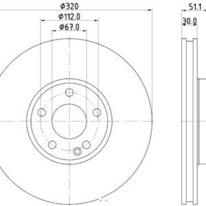 Hella Brake Rotor, Vented, One Piece Design, Wheel Bolt Pattern 6 X 112 Millimeter – 355119702