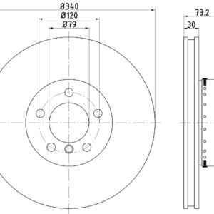 Hella Brake Rotor, Pagid, Vented, Two Piece Design with Hat, Wheel Bolt Pattern 6 X 120 Millimeter – 355120811