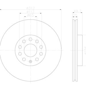Hella Brake Rotor, Vented, One Piece Design, Wheel Bolt Pattern 10 X 112 Millimeter – 355122592