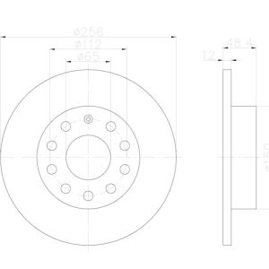 Hella Brake Rotor, Solid, One Piece Design, Wheel Bolt Pattern 10 X 112 Millimeter – 355122622