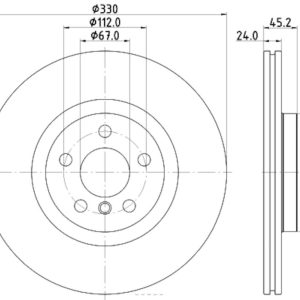 Hella Brake Rotor, Pagid, Vented, One Piece Design, Wheel Bolt Pattern 6 X 112 Millimeter – 355122641